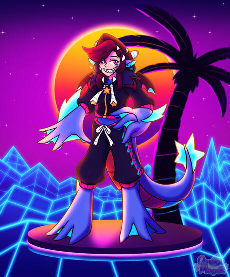 Fan art for twitch streamer KotaBlickie and Sharksided! A fusion of their designs!